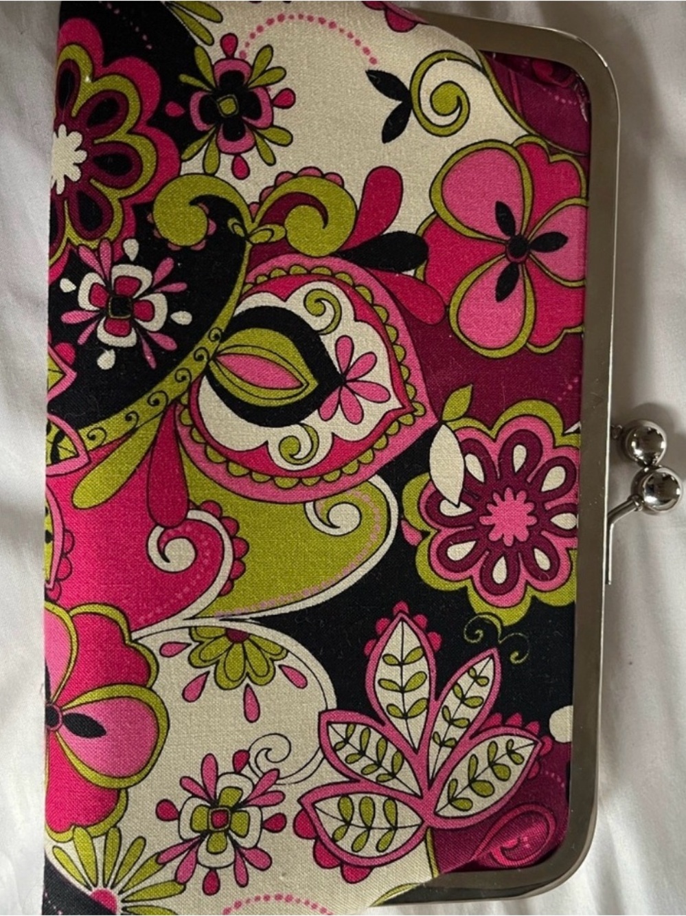 Floral Paisley Pink & Green Frame Clutch - Women Bags never used beautiful